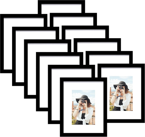 Picrit 11x14 Picture Frame Set of 12, Modern Gallery Wall Frames, Black