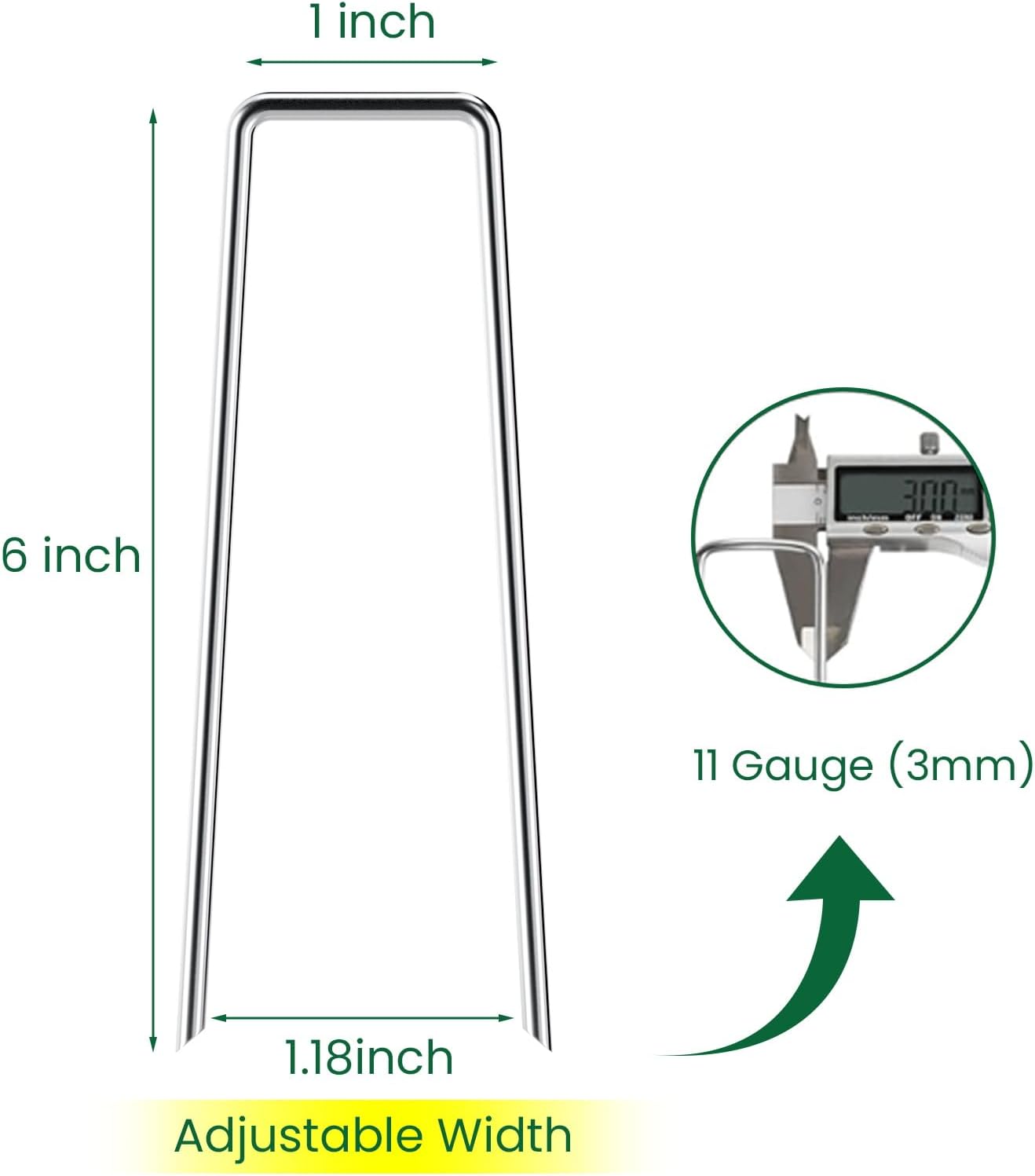6 Inches Heavy Duty Galvanized Steel Garden Stakes Staples Securing Pegs for Securing Weed Fabric Landscape Fabric Netting Ground Sheets and Fleece, Christmas Decoration, Accessories (10, Silver)