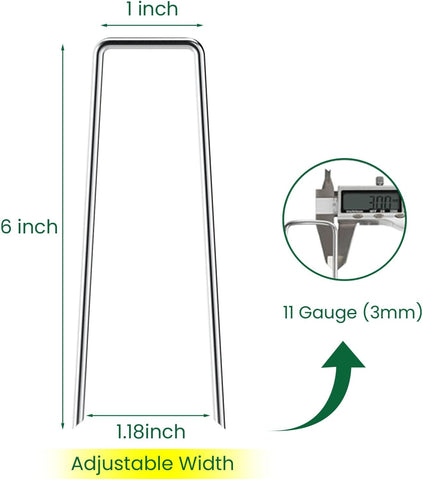 6 Inches Heavy Duty Galvanized Steel Garden Stakes Staples Securing Pegs for Securing Weed Fabric Landscape Fabric Netting Ground Sheets and Fleece, Christmas Decoration, Accessories (10, Silver)