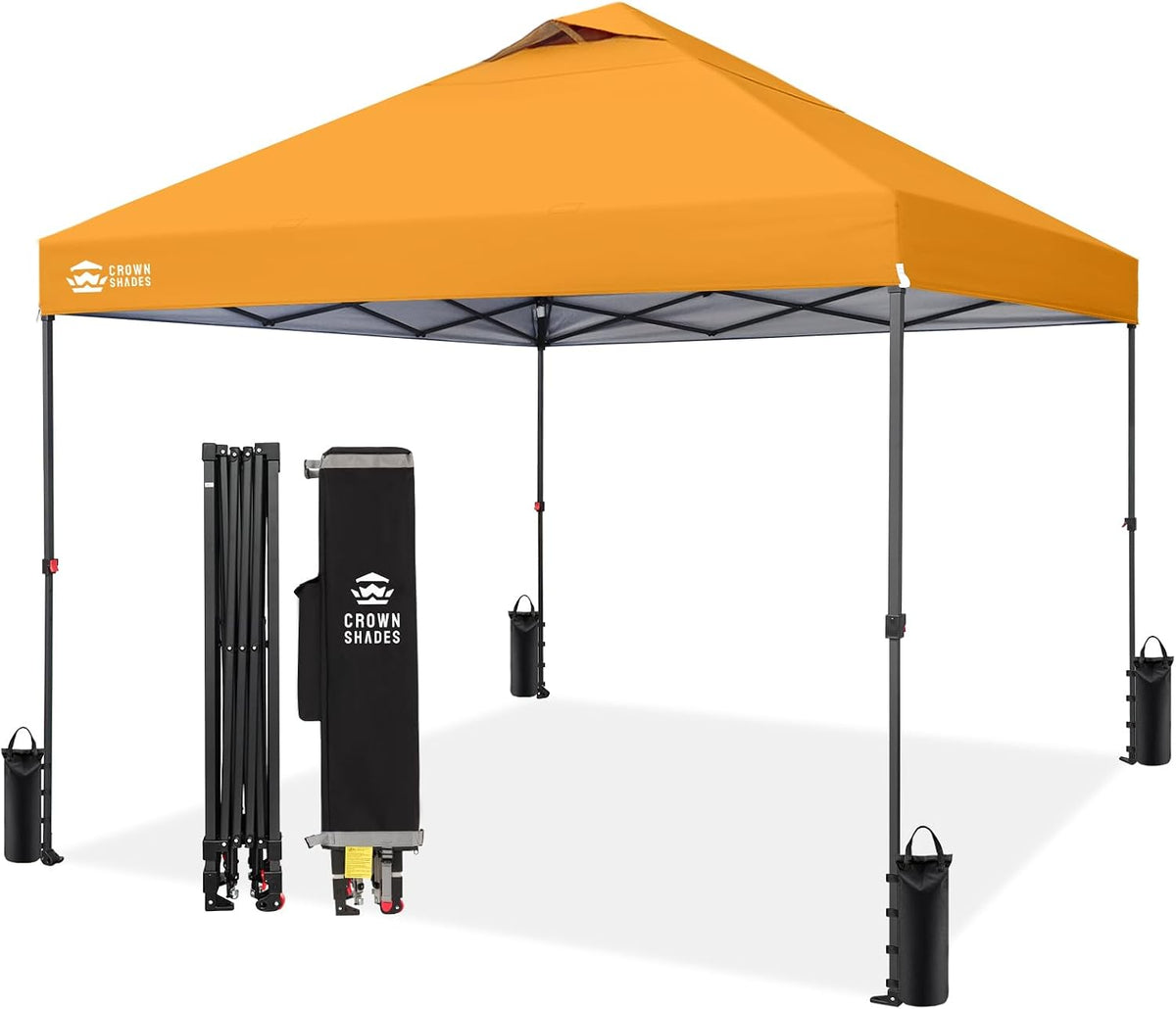 CROWN SHADES 10x10 Pop Up Canopy Tent, Outdoor Canopy, Orange