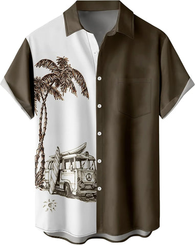 Hawaiian Shirts for Men Loose Short Sleeve Mens Beach Shirts Resort Casual Shirts