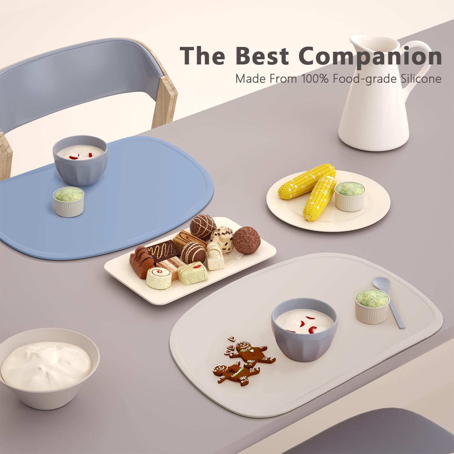 Cuddle Campus Set of 3 Silicone Placemats for Kids Toddlers & Babies