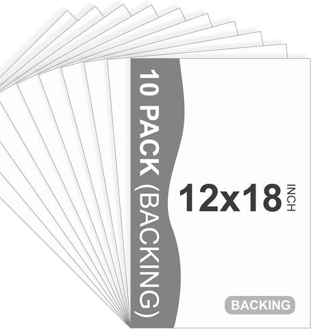 10 Pack Backing Boards, 12x18 Acid-Free Uncut White Mat Boards