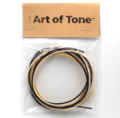 Gavitt Pushback Cloth Wire for Electric Guitar, 22 AWG Pre-tinned Stranded Copper Wire, 3 feet of Each Color, Black/White/Yellow