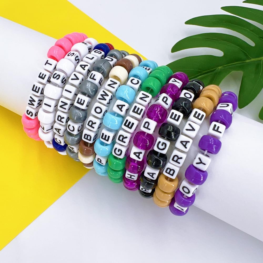 MIIIM 100pcs Pony Beads Letter H for Keychains Making, 6x6mm Large Hole Square Letter Beads for Bracelets Making, Alphabets, Numbers (White and Black)
