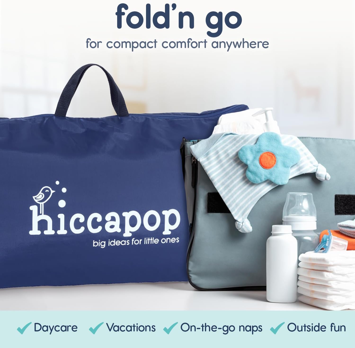 Hiccapop Playard Mattress Pad, Pack and Play Mattress with Carry Bag, 1.25"