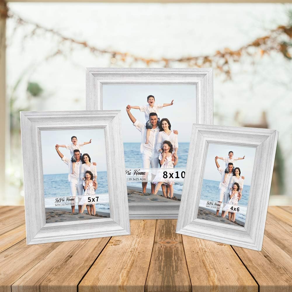LaVie Home 5x7 Picture Frames (1 Pack, Distressed White) Rustic Photo Frame Set with High Definition Glass for Wall Mount & Table Top Display