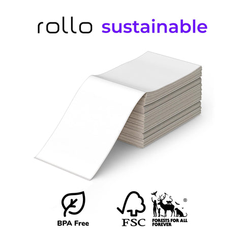 Rollo Direct Thermal Shipping Labels - Pack of 500 4x6 Thermal Labels Fanfold - Perforated and Strong Adhesive (Commercial Grade)