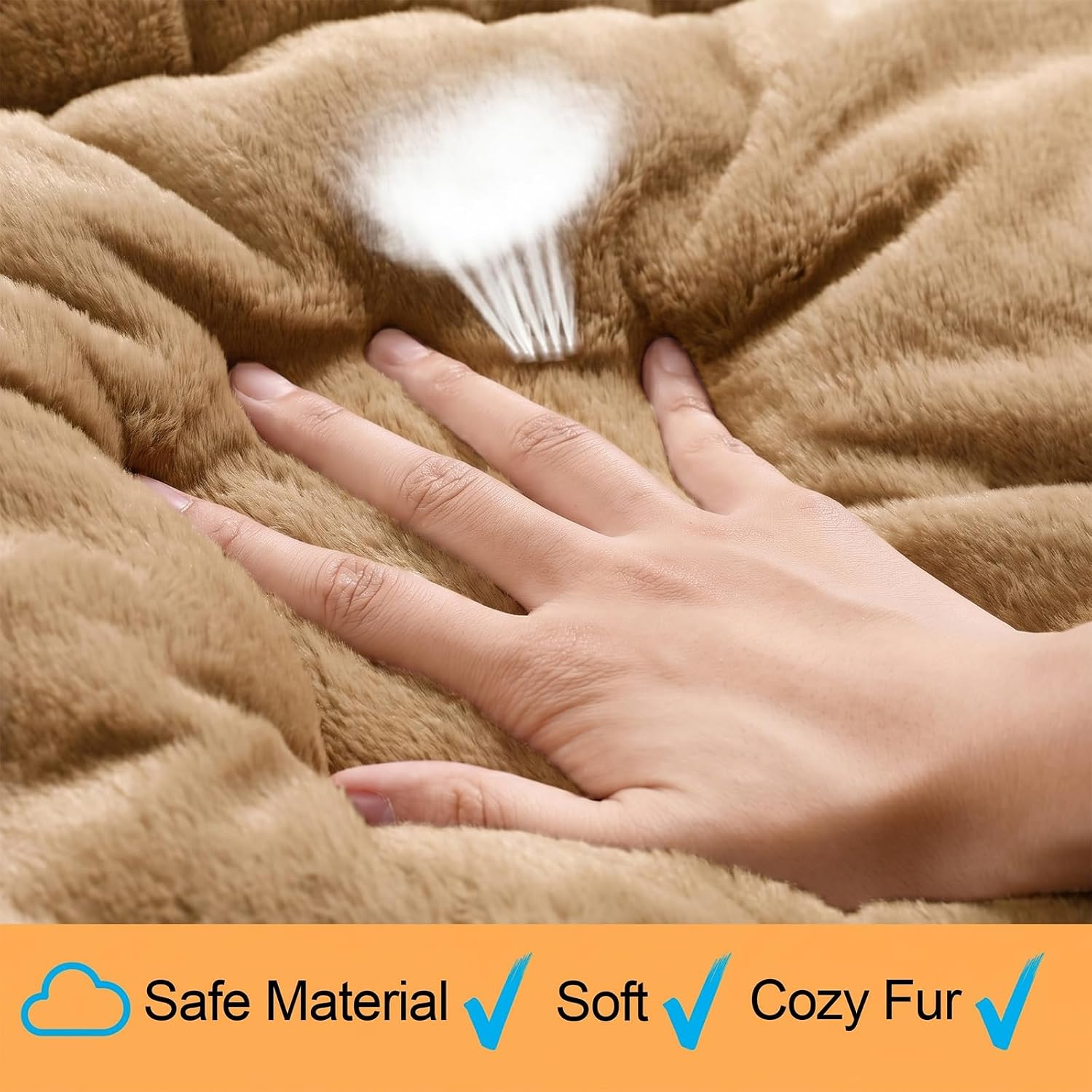 Dog Crate Pad Washable Dog Bed for Crate Small Cozy Mat 24-Inch Camel