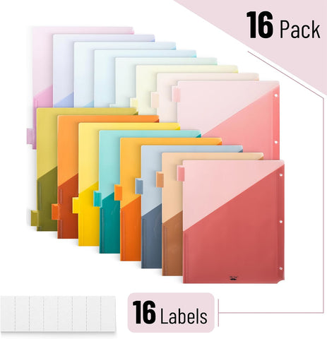 Mr. Pen- Binder Dividers with Pockets and Tabs, 16 Pack