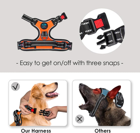 PHOEPET Reflective Dog Harness Large Breed Adjustable No Pull Vest