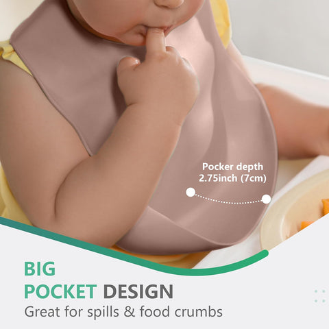 Cuddle Campus Set of 3 Silicone Bibs, Soft Adjustable Bibs for Boys & Girls
