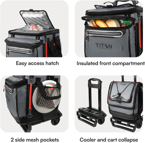 Titan 60 Can Cooler with Wheeled Cart, Ice Up to 3 Days