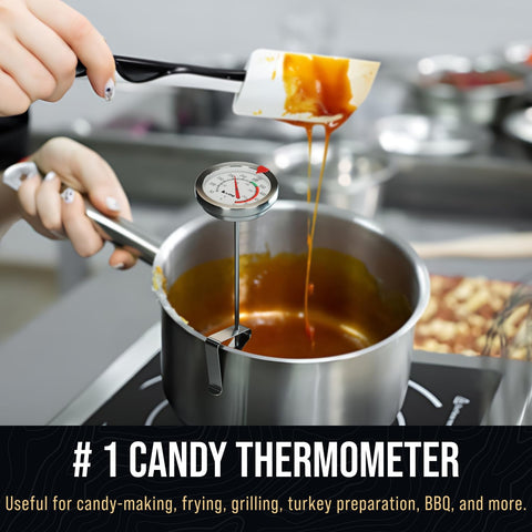 CRAFT911 Candy Thermometer with Pot Clip - Deep Fry Oil Thermometer for Frying and Candle Making - 2 Pack (White)