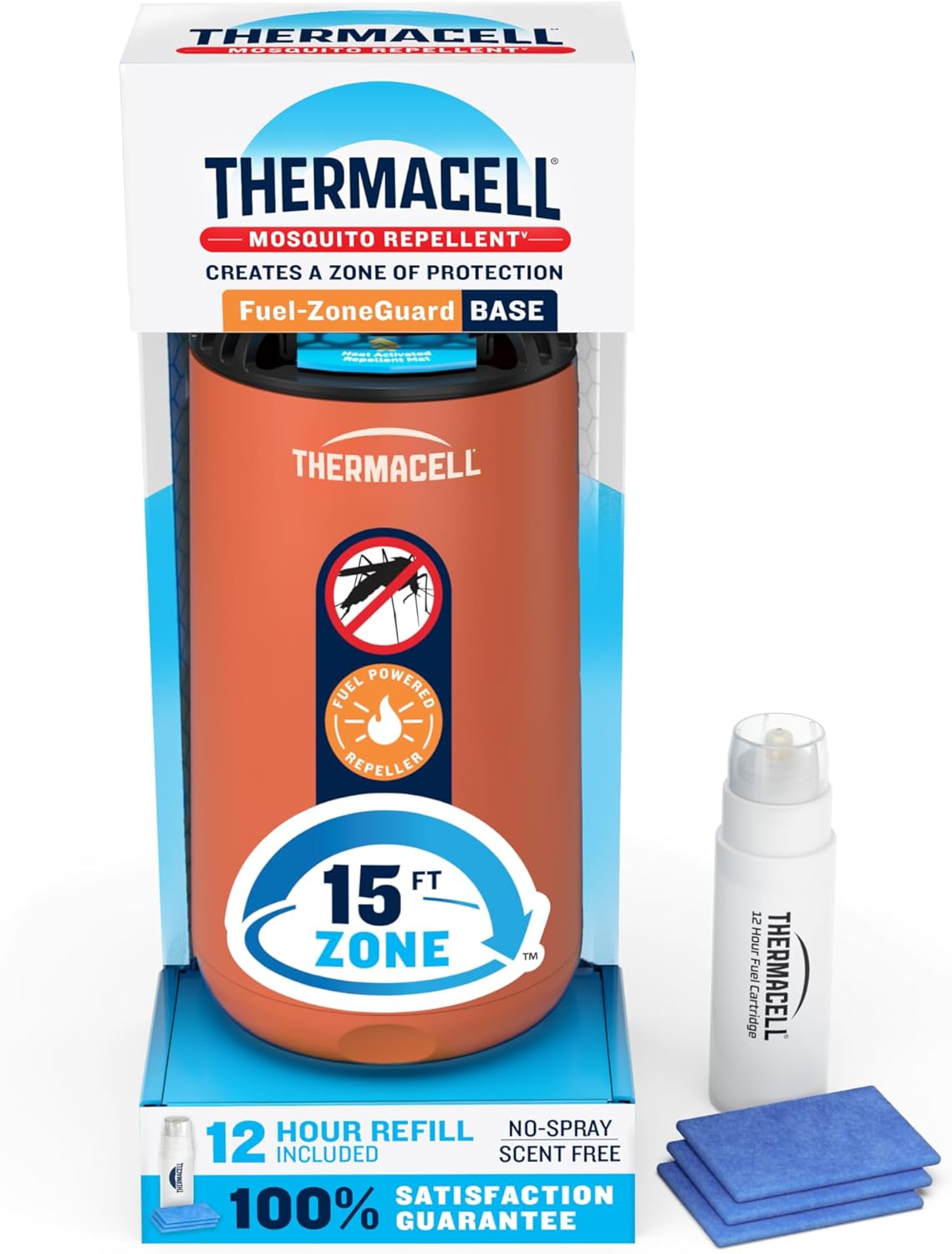Thermacell Fuel-ZoneGuard Base Fuel Powered Mosquito Repeller; 15-Foot Zone of Scientifically Proven Outdoor Protection; Patio Shield; 12-Hr Refill; DEET-Free; Bug Spray Alternative; Canyon