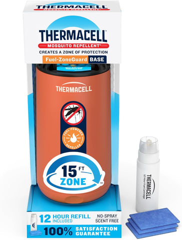 Thermacell Fuel-ZoneGuard Base Fuel Powered Mosquito Repeller; 15-Foot Zone of Scientifically Proven Outdoor Protection; Patio Shield; 12-Hr Refill; DEET-Free; Bug Spray Alternative; Canyon