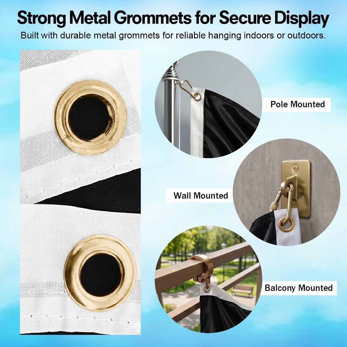 DMSE Solid Black Flag, 2x3 Flag, UV Resistant, Fade Resistant Material with Metal Grommets (2ft x 3ft), (Polyester), (Black)