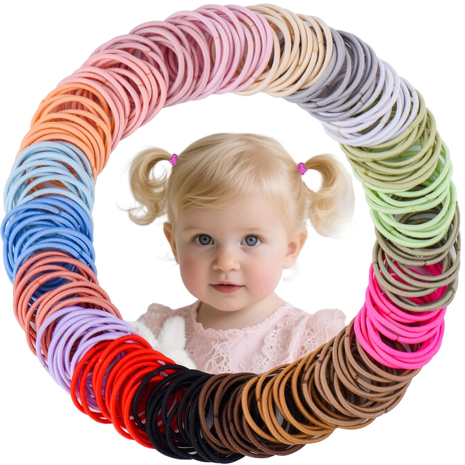 Baby Hair Ties 200Pcs Small Elastic Hair Ties for Baby Girls Infants Kids Toddlers - 20 Colors Ponytail Holders Hair Accessories for Girls