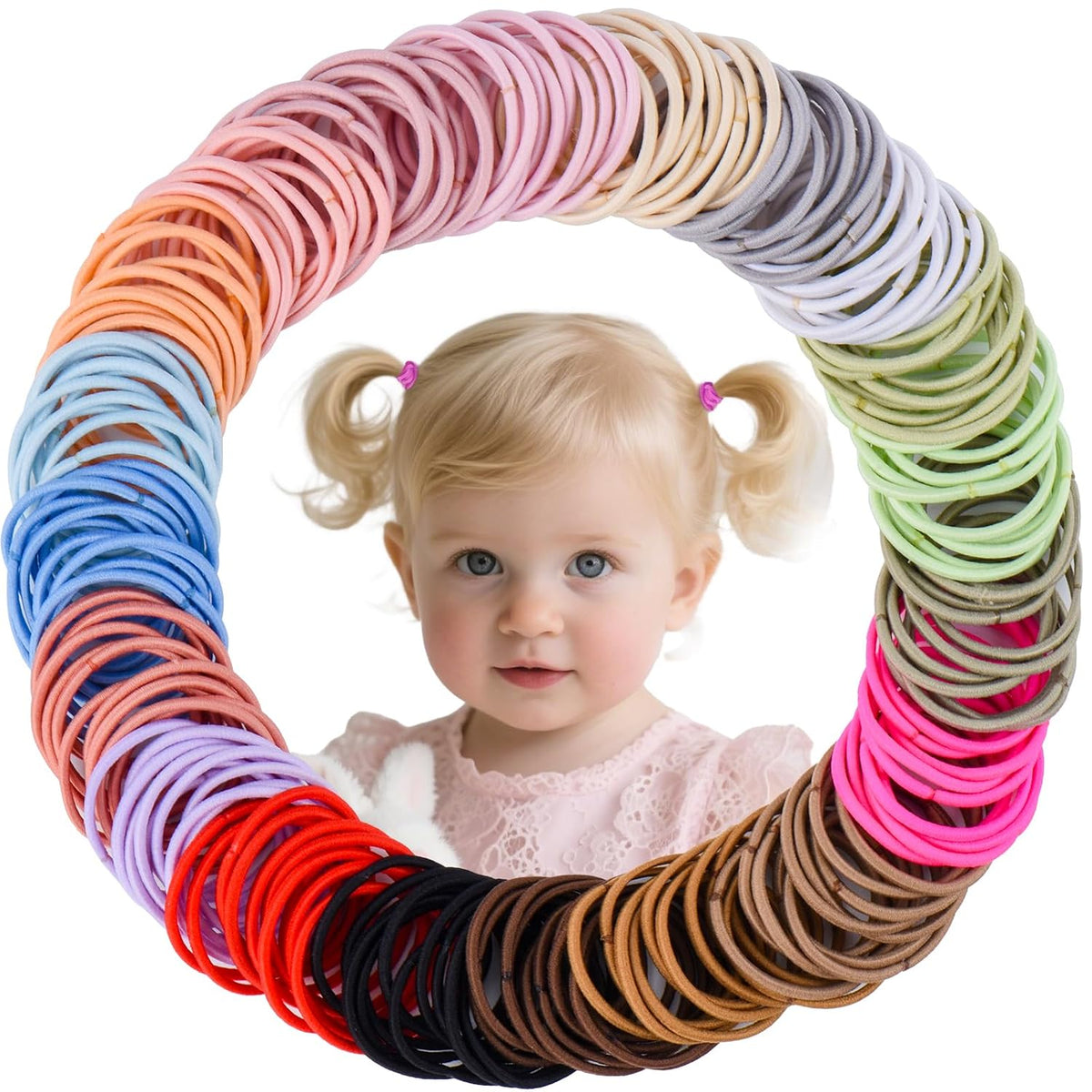 Baby Hair Ties 200Pcs Small Elastic Hair Ties for Baby Girls Infants Kids Toddlers - 20 Colors Ponytail Holders Hair Accessories for Girls