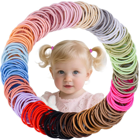 Baby Hair Ties 200Pcs Small Elastic Hair Ties for Baby Girls Infants Kids Toddlers - 20 Colors Ponytail Holders Hair Accessories for Girls