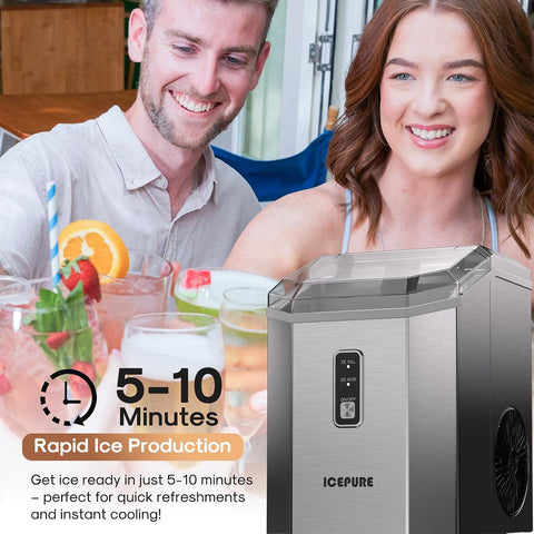 ICEPURE Nugget Ice Makers Countertop with App, Portable Ice Machine