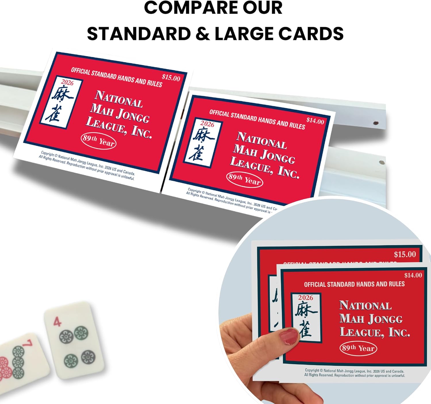 National Mah Jongg League 2026 Mahjong Large Size Cards Four-Pack Bundle - Official Hands and Rules for American Mahjong (Four Large-Size Cards)