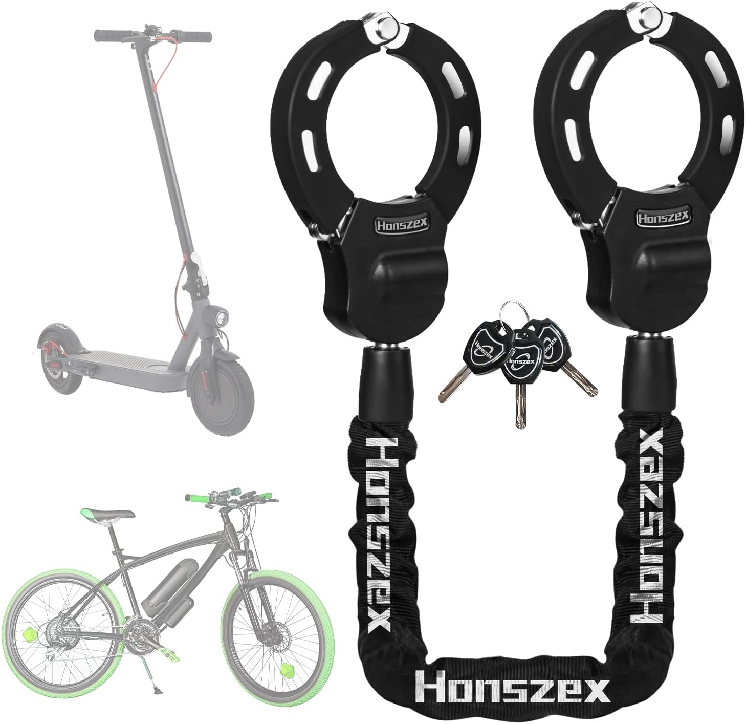 Scooter Lock, Bike Locks High Security with Key, 36.22inch Heavy Duty Bike Lock Chain, Accessories for Electric Scooter, E-Bikes