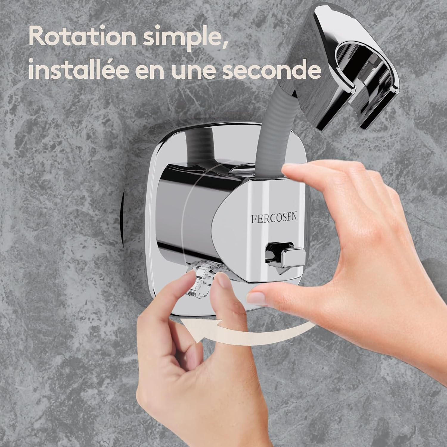 Shower Head Holder with Suction | 360° Swivel | Gray