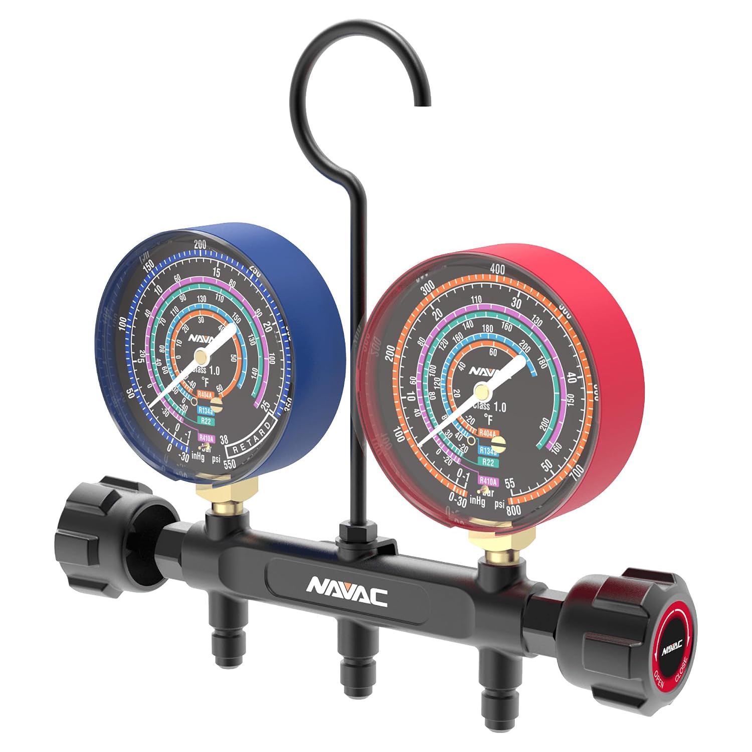 NAVAC NMG12A Pro Manifold Gauge - A2L, Brass Body, Precision Dial