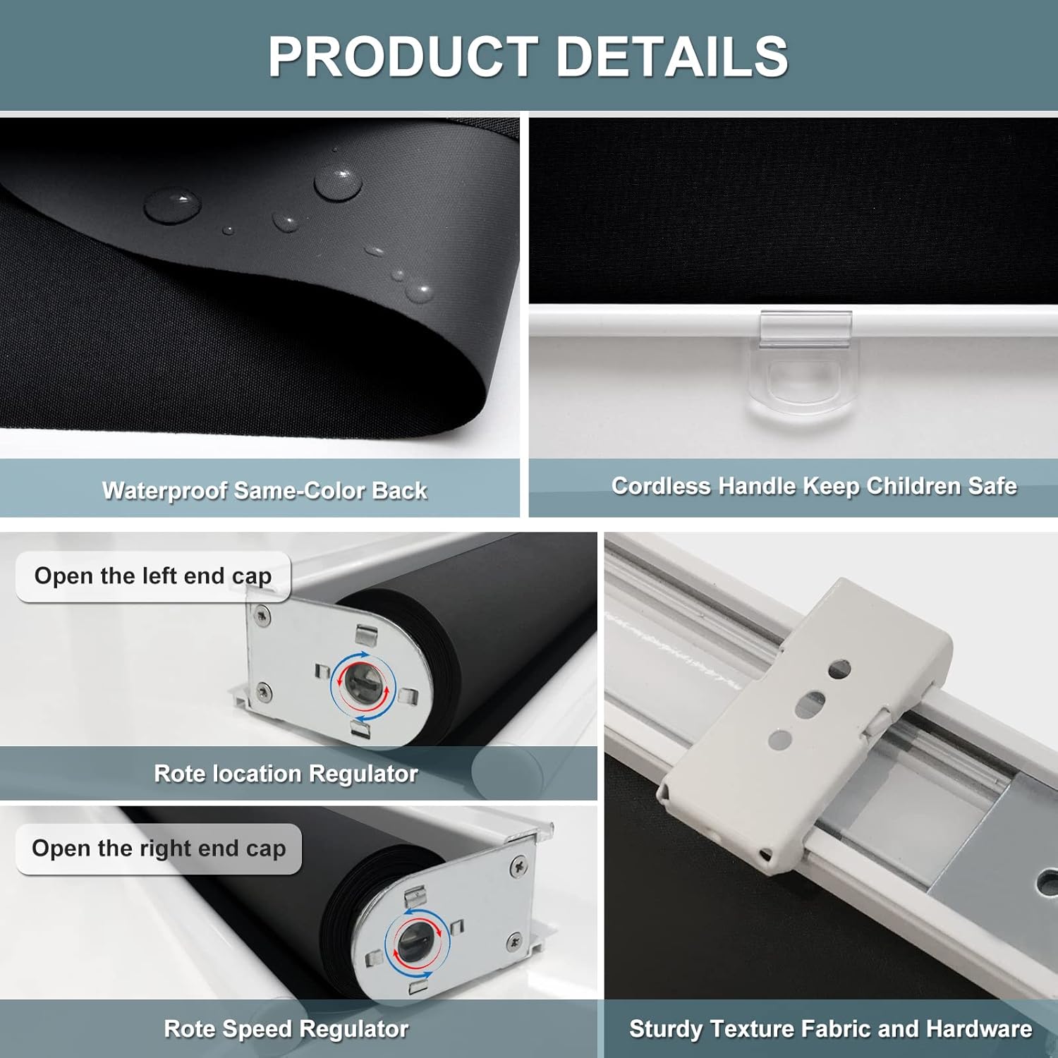 AOSKY Blackout Cordless Roller Shade for Indoor Windows, 67"W x 72"H, Black