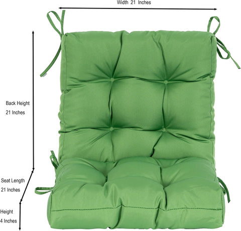 QILLOWAY Outdoor Chair Cushion for Patio Furniture, Waterproof Patio Cushions with Ties, Fade Resistant Replacement Pads for Outdoor Rocking Chairs,Green