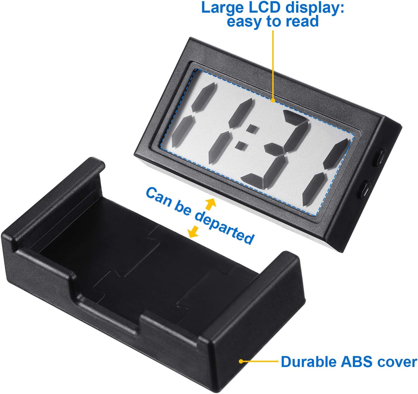 Frienda 3 Pieces Mini Small Digital Clock Stick On,Black