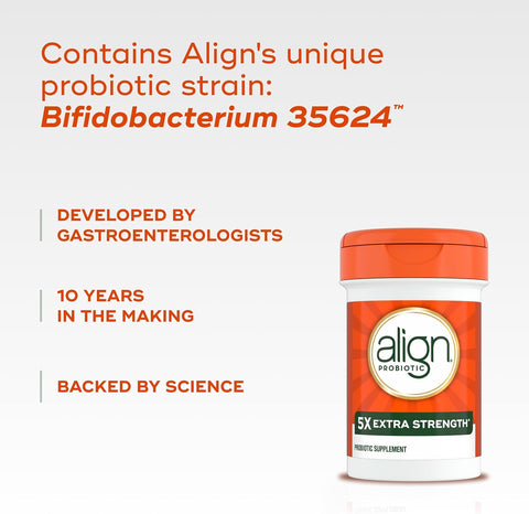 Align Probiotic Extra Strength, Probiotics for Women and Men, #1 Doctor Recommended Brand‡, 5X More Good Bacteria to Help Support a Healthy Digestive System*, 21 Capsules