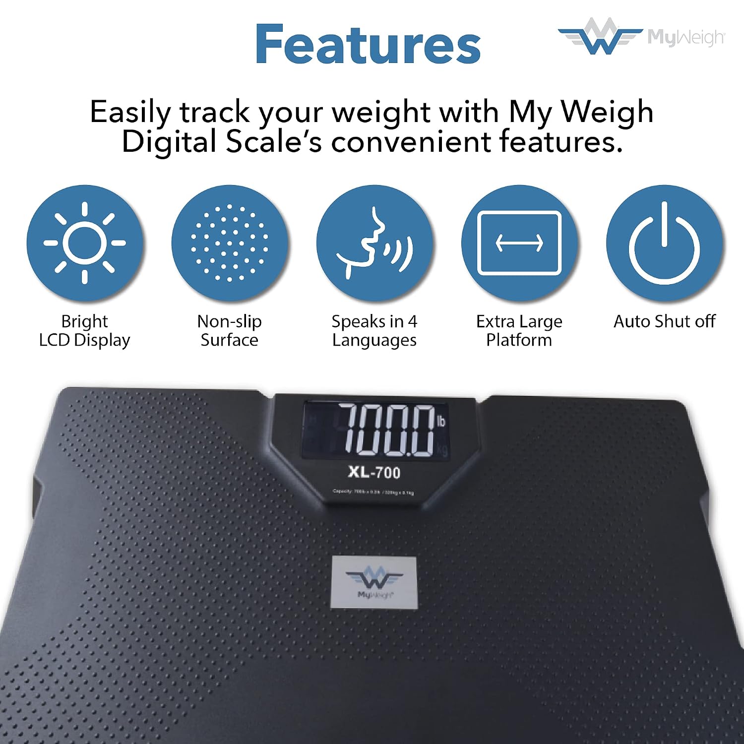 My Weigh XL-700 700-Lb Talking Bathroom Scale
