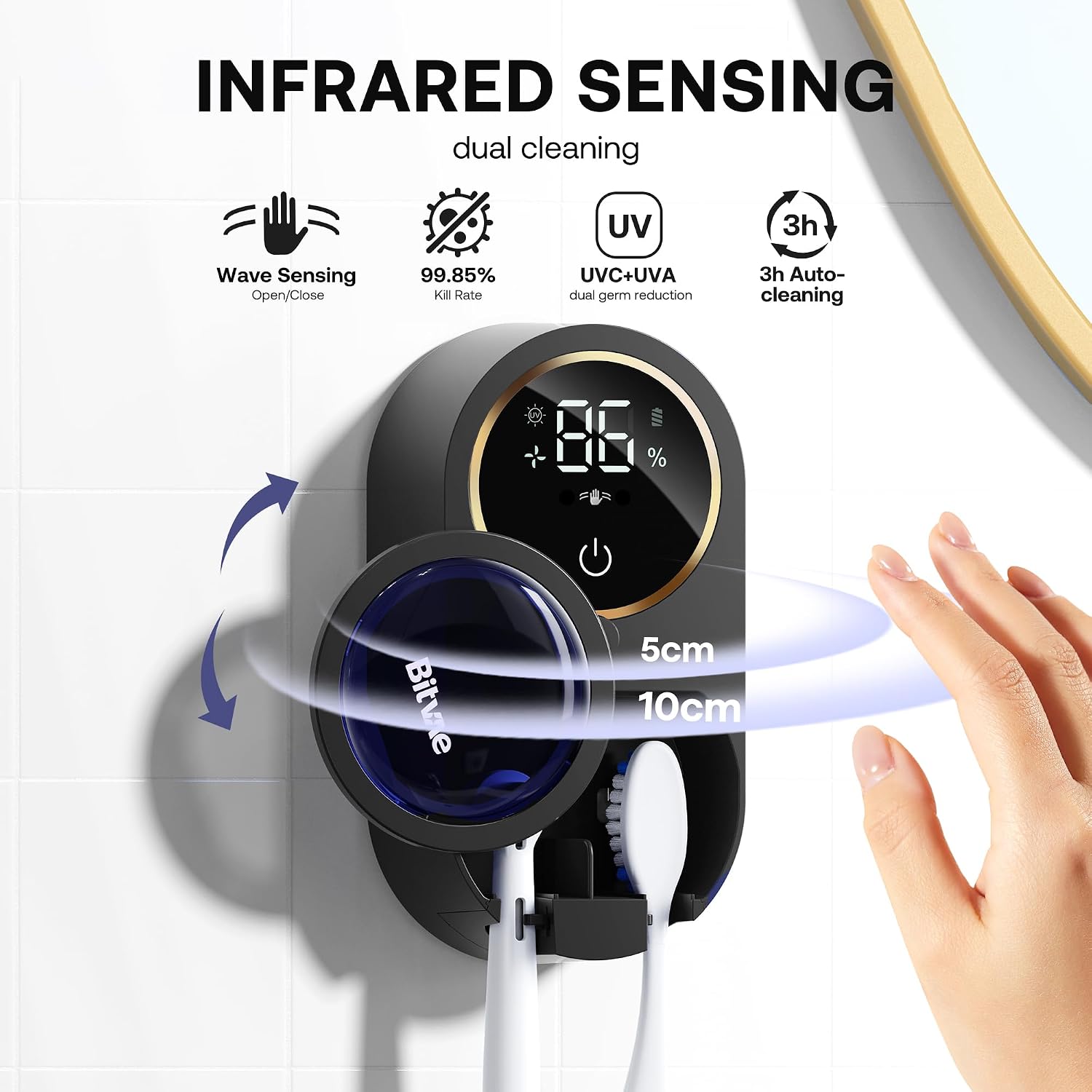 Bitvae Upgraded Tooth Brush Holder for Bathroom 2.0 Infrared Sensing