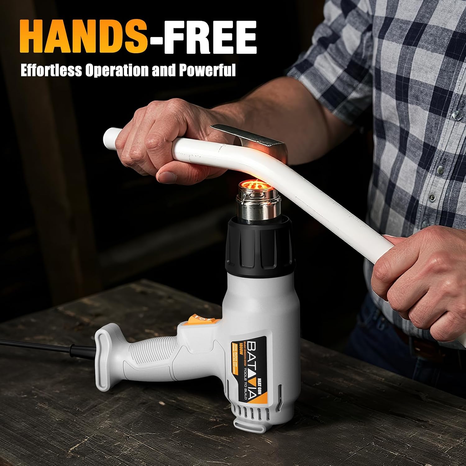 BATAVIA 1800W Heat Gun with 752℉&1112℉ Dual-Temperature Settings for Crafts