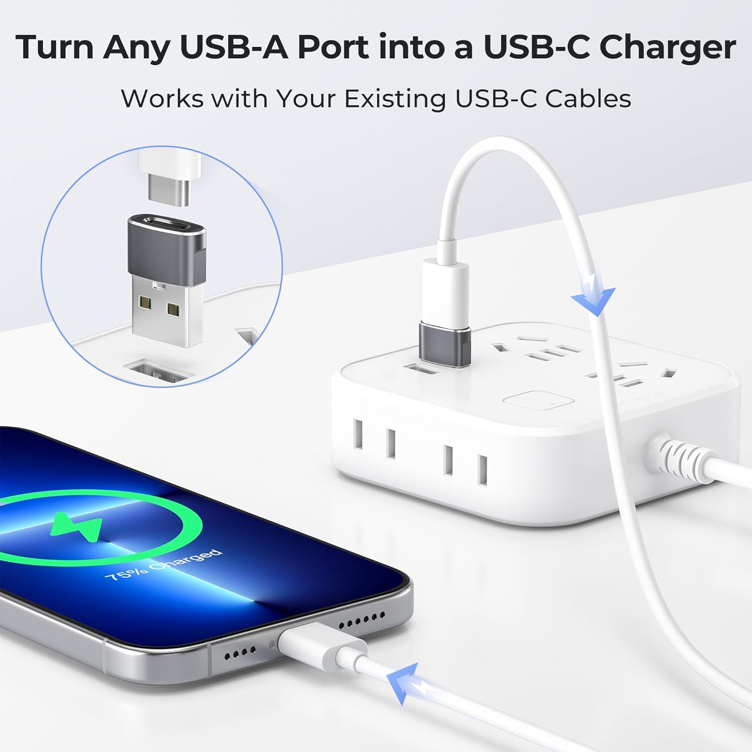 Basesailor USB to USB C Adapter,USBC Female to USB A Male Charger Adapter