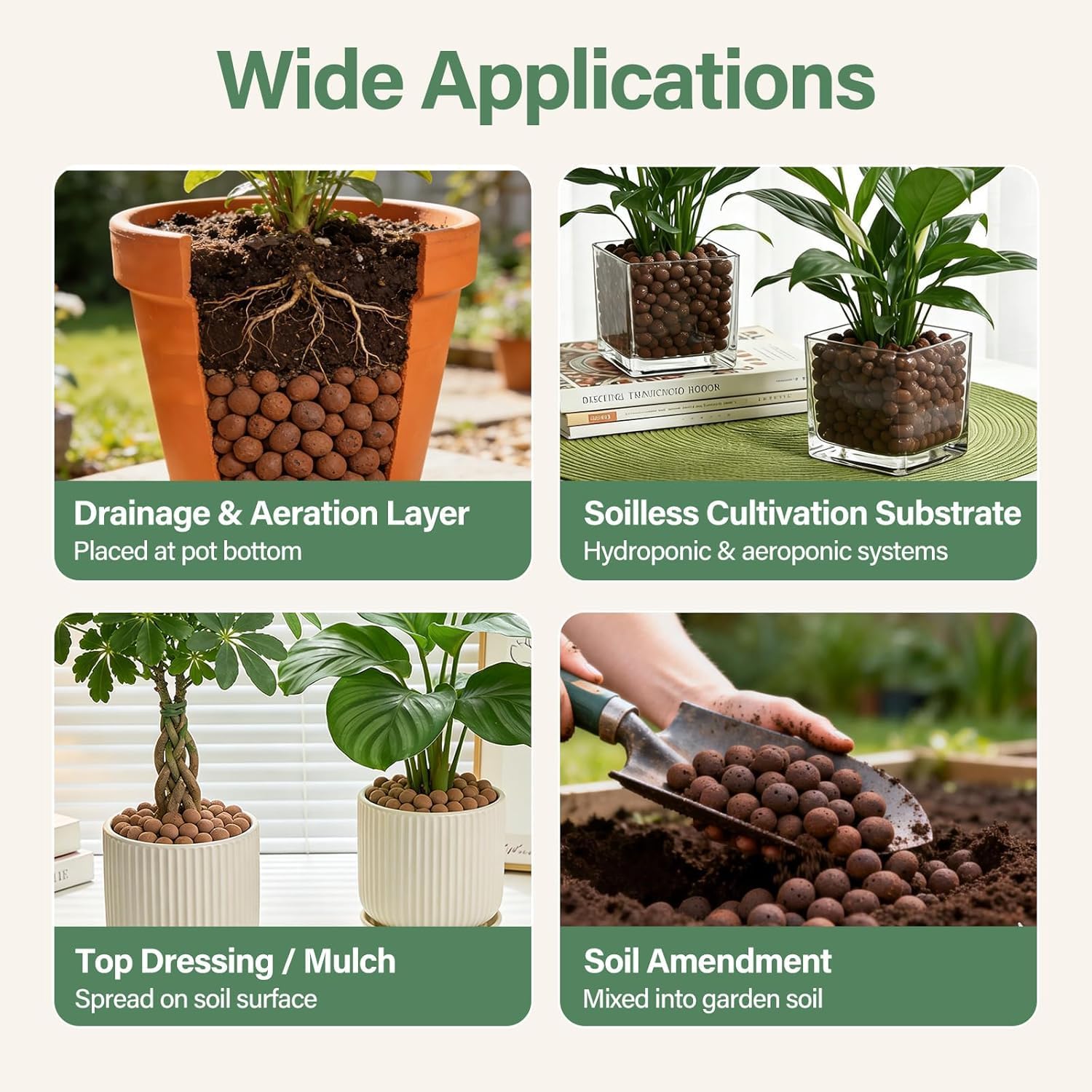 Halatool 2LB Leca Clay Pebbles for Plants, 4-16mm Hydro Balls for Drainage