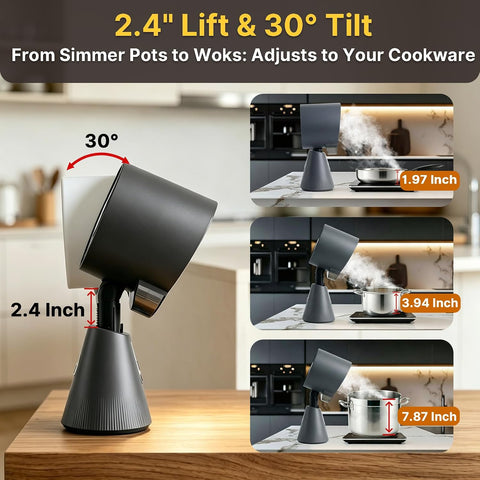 Portable Range Hood, Adjustable Height Angle, 3-Speed, Washable Filters