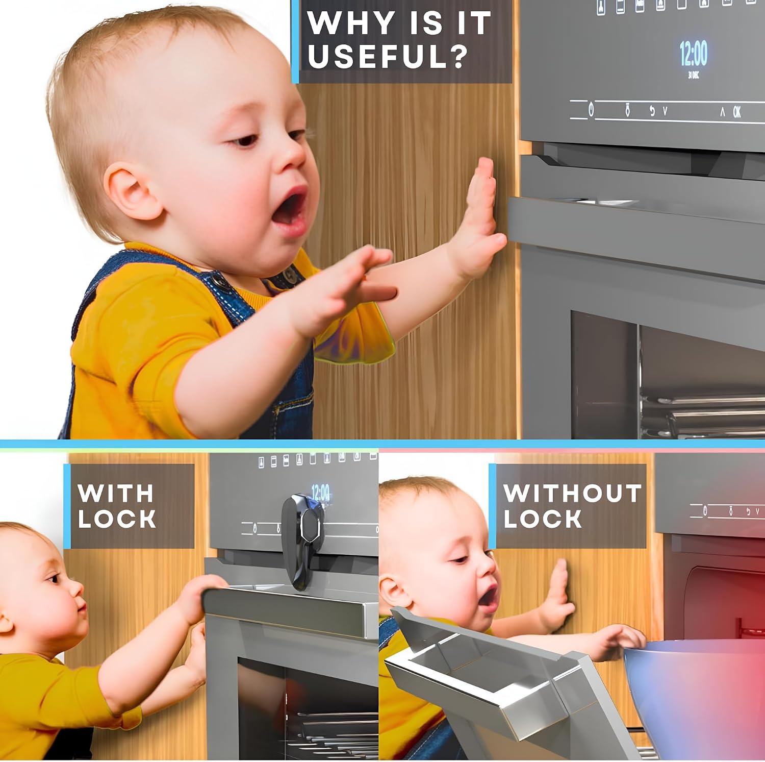 Baby Proof Me Oven Lock - Child Safety Door Lock, Appliance Baby Proofing