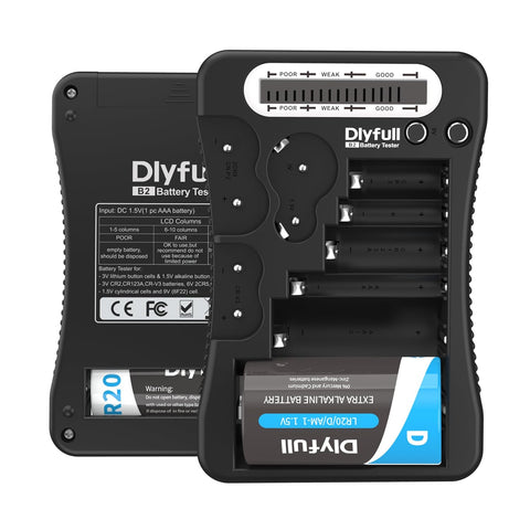Dlyfull Battery Tester for AA AAA C D 9V, Button Cell & Household Batteries