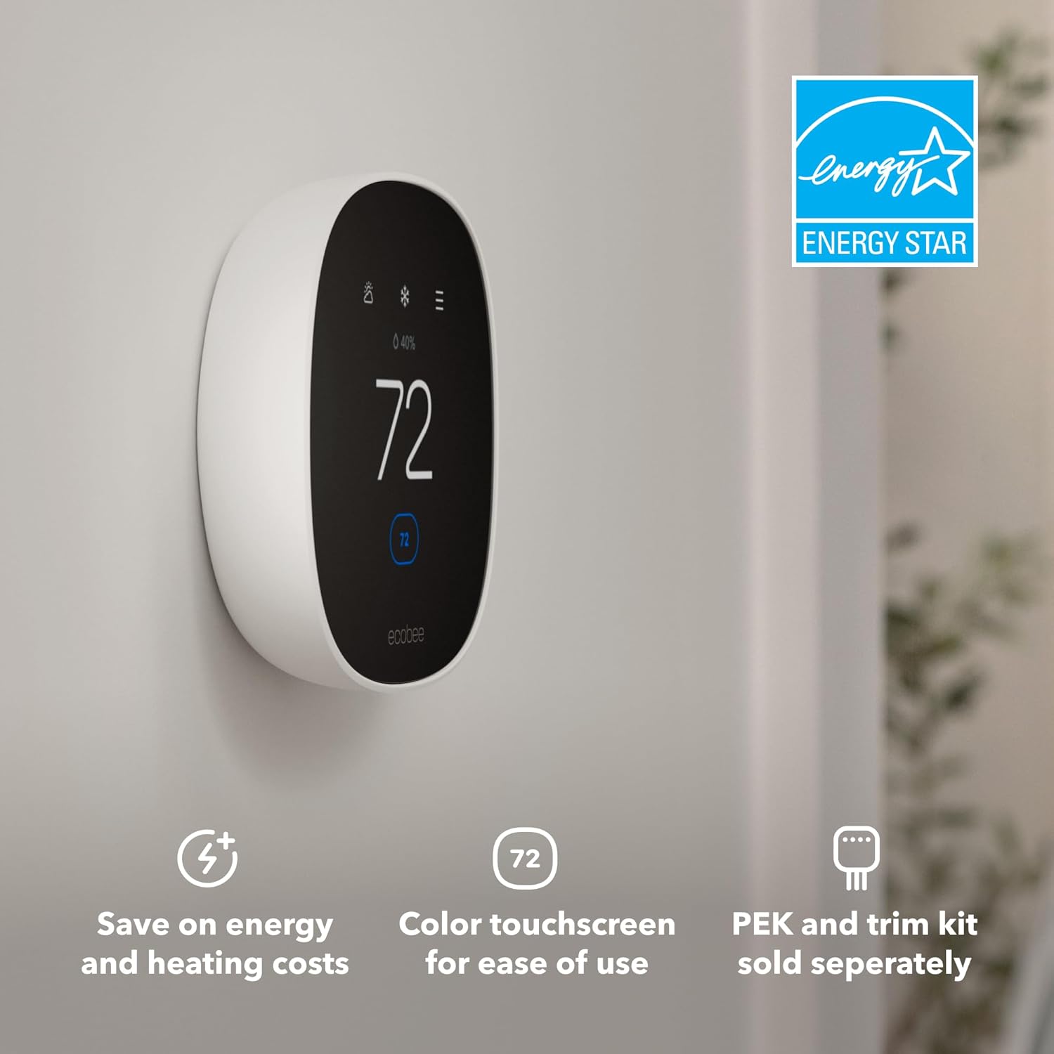 ecobee Smart Thermostat Essential - WiFi Thermostat, Energy Star Certified