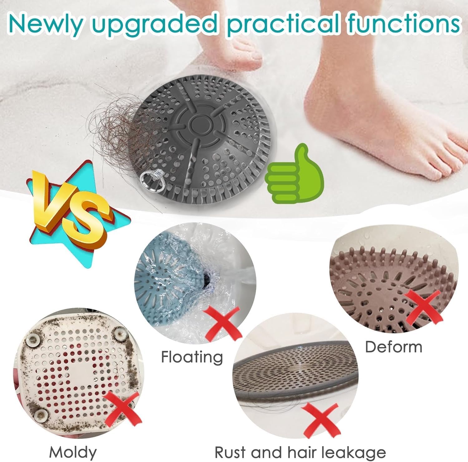 Shower Drain Hair Catcher, 5.5in Shower Hair Catcher Large Premium