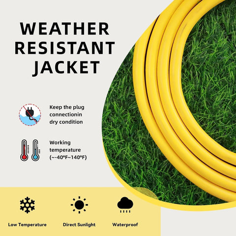 EP 40 Ft Heavy Duty Outdoor Extension Cord, 12/3 SJTW Yellow 3-Prong