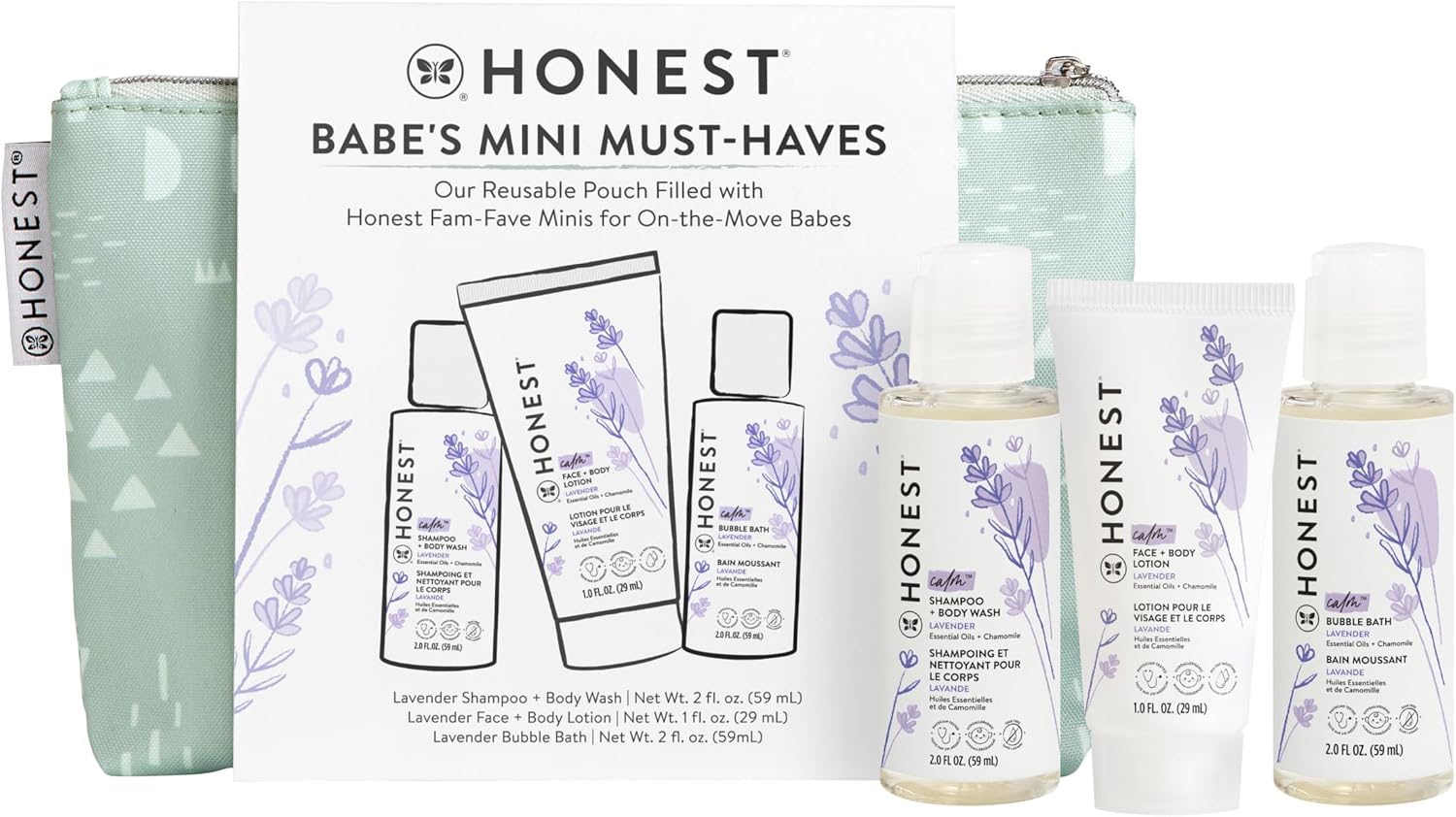 The Honest Company Babe's Mini Must Haves Gift Set, Lavender, 2 fl oz