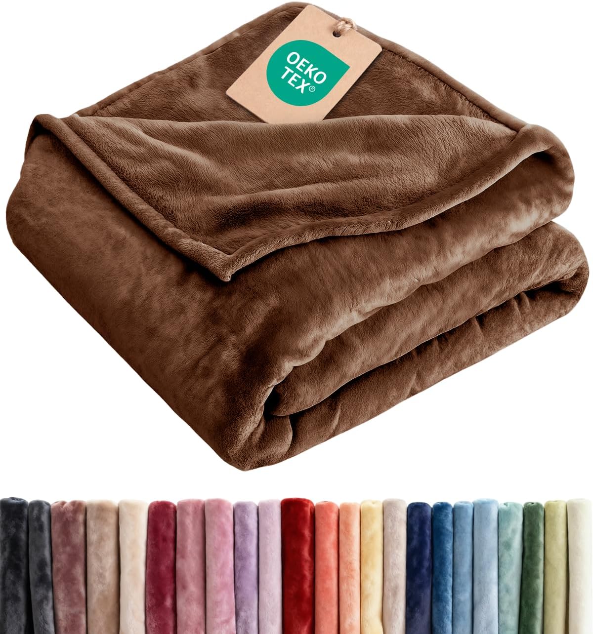 Fleece Blanket Twin Size - Ultra-Soft Warm Flannel Fleece Blanket - Brown