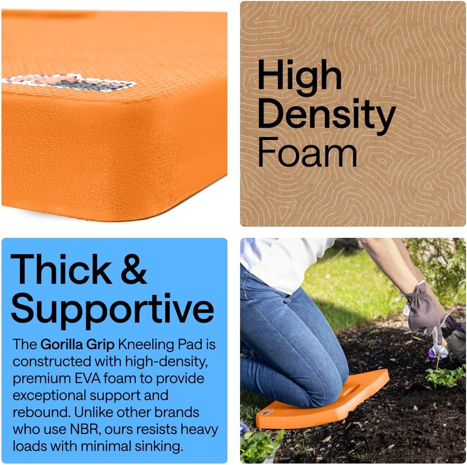 GORILLA GRIP® Extra Thick Foam Kneeling Pad for Gardening, 17.5x11 Orange