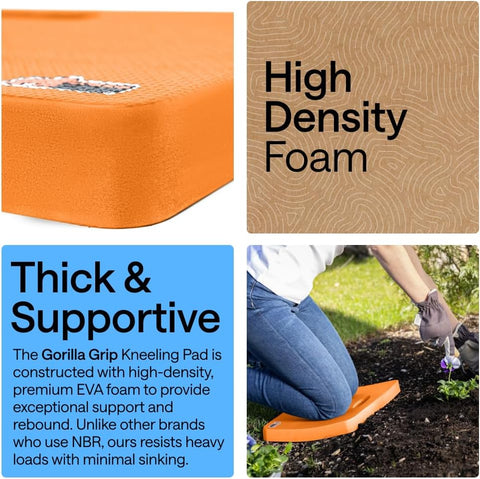 GORILLA GRIP® Extra Thick Foam Kneeling Pad for Gardening, 17.5x11 Orange