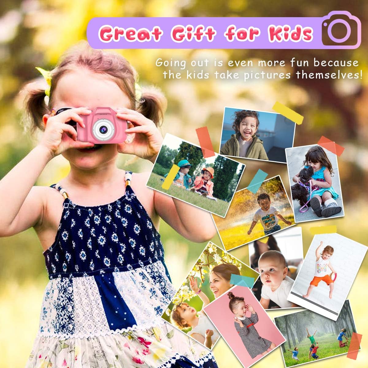 Seckton Upgraded Kids Selfie Camera, HD Digital Video Camera for Kids-Pink