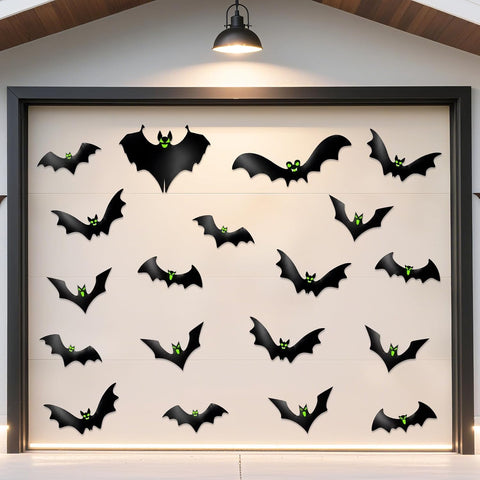 Halloween Garage Door Decorations Outdoor Magnetic Bats with Glowing Eyes